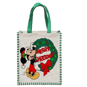 Sac à provisions fourre-tout en jute teint imprimé personnalisé écologique avec motif de lettres à poignée automatique-pour un transport manuel et un tarif compétitif - Product Image 1