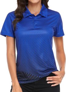 Artículos Más Vendidos 2026: Polo de Punto de Manga Corta con Estampado de Puntos Turquesa para Mujer, Secado Rápido, Ropa Casual, Camisetas Polo OEM - Product Image 2