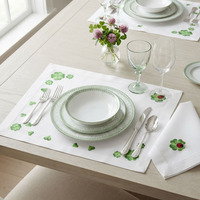 Ensemble de sets de table et de serviettes en lin 100% lavable, broderie personnalisée en gros, décoration de table pour la maison, les restaurants, les mariages et les événements