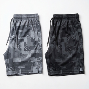 Shorts en maille avec motif de roche volcanique de lave fondue personnalisé, shorts d'entraînement de basket-ball par sublimation pour hommes - Product Image 2