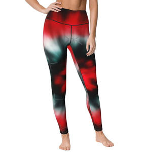 Leggings longs taille haute pour femmes, imprimé animal rouge, noir, blanc, extensibles, tricotés en spandex et polyester, style sportif, séchage rapide - Product Image 4