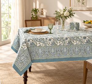 Ridhi Modern Classic Floral Printed Cotton Customizable Handmade Eco-Friendly Durable Washable Outdoor Rectangle <b>Tablecloth</b> - Product Image 1