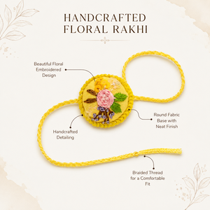 Bracelet artisanal brodé de perles d'imitation florales, fil tressé jaune, cadeau traditionnel indien pour Raksha Bandhan - Product Image 6