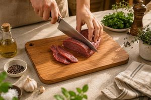 Tabla de cortar rectangular de madera ecológica con mango de madera, apta para lavavajillas, 0.4 cm de grosor, para cocina. - Product Image 5