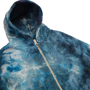 Sweat-shirt à capuche surdimensionné Ocean Storm, tie-dye personnalisé, tons bleus, teint à la main, 100% coton, streetwear, fermeture éclair intégrale, sweat-shirt en molleton pour homme - Product Image 4