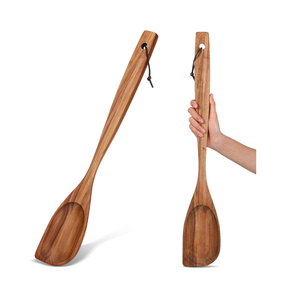 Cuchara de madera de acacia natural grande con mango largo para remover y voltear, utensilio de cocina de Vietnam - Product Image 1