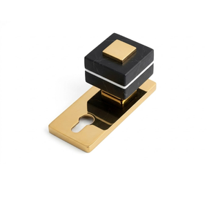 Juego de Manijas de Puerta Premium |   Manija de cerradura de embutir con diseño de pomo de mármol auténtico |   Acero Inoxidable con Acabado PVD Antiguo |   Lujoso y Resistente - Product Image 1