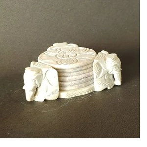 <b>White</b> Marble <b>Coaster</b> Set-6-Piece Set Eco-Friendly Classic Design 10mm Thick Stonecrafts International Tea Holder - Product Image 1