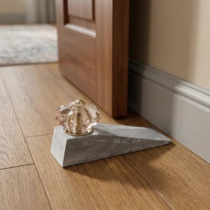 Industrial Wood Door Stopper <b>Crystal</b> Flower <b>Knob</b> Traditional Design Self-adhesive Adjustable Easy Installation Bedroom Kitchen - Product Image 5