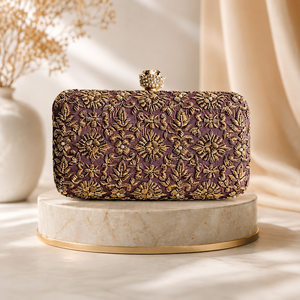 Vintage Lady Fashion Wedding Potli Clutch Open Crossbody Velvet Bow Embroidery Flowers Pearl Long Tassels Traditional Ethnic - Product Image 2