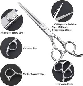 Stainless Steel Thinning Scissors 32 Teeth Blunt Tip <b>Long</b> <b>Handle</b> Right Handed Hair Salon Barber <b>Shears</b> - Product Image 3