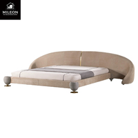 Nouveau style de lit moderne avec tête de lit large, meubles de chambre à coucher design, ensemble de chambre à coucher, lit super king size rembourré en tissu de luxe