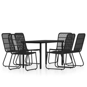 Juego de comedor de patio negro de 7 piezas para uso en el jardín - Product Image 2