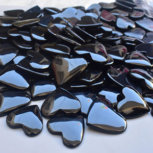 Cabochons en Onyx Noir Rectangulaires et en Forme de Cœur en Gros pour la Fabrication de Colliers - Product Image 1