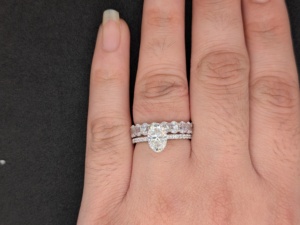 Anillo de Compromiso con Diamante Cultivado en Laboratorio de Corte Ovalado de 1.50 Ct, con Banda a Juego, Joyería de Boda con Diamantes, Conjunto Nupcial de Oro Blanco de 10K/14K/18K - Product Image 3