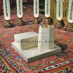 Plateau en MDF antique d'United Trade World's Incrustation osseuse Rayures Bliss aromatique Brûleur Mubkhar Bakhoor décoratif pour usage religieux - Product Image 2