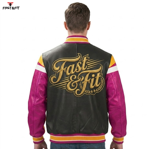 Custom Logo Leather College Baseball Jacket for Men Windproof & Breathable <b>Black</b> Embroidery Winter Street Style - Product Image 4
