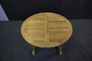 Table ronde extensible en teck massif, finition bien poncée, pour l'extérieur, 6 places - Product Image 4