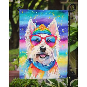 Bandera de jardín Multicolor Westie Hippie Dawg, buzón decorativo y cartel de patio para camas de flores y obras de arte - Product Image 3