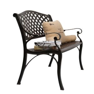 Panca da Esterno in Alluminio Pressofuso da 103 cm con Schienale in Rete e Seduta Elegante Design RT - Product Image 2