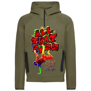 Sudadera con capucha beige con cremallera completa y arte de grafiti, gráficos llamativos y coloridos, estilo urbano moderno, tela con expresión, tendencia moderna, atractiva. - Product Image 5