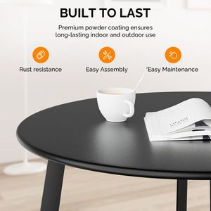 Tavolino da Caffè in Acciaio Resistente alle Intemperie per Uso Esterno in Cortile, Balcone o Giardino - Product Image 4
