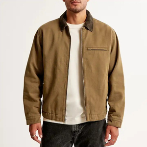 Heavyweight Cotton <b>Canvas</b> <b>Jacket</b> With Custom Logo Patches <b>Canvas</b> Utility Work <b>Jacket</b> With Zipper Closure - Product Image 4