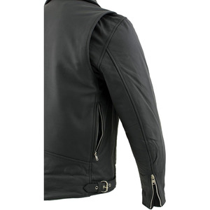SAMROZ SPORTS Leather Men's <b>Racer</b> Style Collarless Premium Leather Motorcycle Biker Riders <b>Jackets</b> - Product Image 4