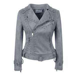 ผู้ผลิตมืออาชีพจำหน่ายแจ็คเก็ตหนังผู้หญิงแบบมีหมุดประดับ  แจ็คเก็ตหนังแท้ 100% สำหรับผู้หญิง ผลิตในประเทศปากีสถาน - Product Image 1