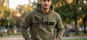Sweat-shirt à capuche personnalisé Aigle Féroce Noir Oversize Streetwear Décontracté Athlétique Homme Femme Vente en Gros OEM - Product Image 5