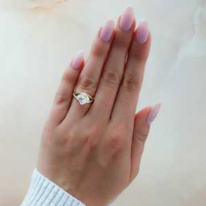 3 Carat Asscher Cut Lab Grown Diamond Solitaire Engagement <b>Ring</b> <b>Dainty</b> Prong Set IGI Certified DEF Color 10k 14k 18k Solid Gold - Product Image 2