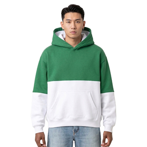 <strong>Men's</strong> Color Blocking Hooded Sweatshirt Oversized Fit White <strong>Green</strong> Pocket Hood <strong>Men's</strong> Casual Autumn Wear Pullover <strong>Hoodie</strong> <strong>Men</strong> - Product Image 1
