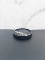 Sous-verre en Jesmonite noir et blanc fait main, plateau rond en ciment pour bibelots, décoration élégante et moderne pour bureau et table