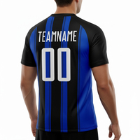 Camiseta de Fútbol ELINE SPORTS Azul y Negra, Manga Corta, Verano, 100% Poliéster, Secado Rápido, Entrenamiento Atlético, Personalizable para Hombre y Mujer