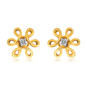 Pendientes de Diamantes Clásicos de Oro Amarillo con Corte Princesa, Diamantes Naturales, para Uso Diario de Mujeres, Angelic Garden - Product Image 1