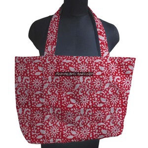 Bloc imprimé coton toile sac à bandoulière élégant fait à la main travail Eco fourre-tout Durable pour faire du shopping travail voyage usage quotidien - Product Image 1