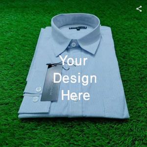 Camiseta formal con logotipo personalizado para hombre, estampado lavado con piedra de color sólido, cuello de banda, informal, manga larga, algodón, multicolor, de BD - Product Image 2