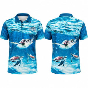 Camiseta de Pesca para Hombre, Diseño de Tortuga Marina con Estampado por Sublimación, Secado Rápido, UPF 50, Azul, Manga Corta, Ropa Deportiva para Adultos - Product Image 1
