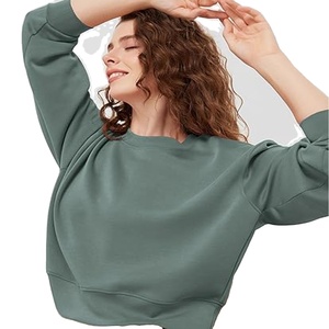 Sudaderas Lisas de Otoño Invierno para Mujer, Sudadera Holgada con Cuello Redondo, Servicio OEM - Product Image 1