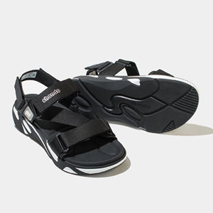 Open Toe Sandals Hook Loop Closure Lightweight Removable Strap Black White Logo Rubber <b>Patch</b> Vietnam SHONDO Casual Cross-Strap - Product Image 3