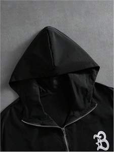 Unisex Oversized Streetwear Lightweight Polyester Hooded Full-Zip 2-Piece Sweatshirt & <b>Sweatpants</b> <b>Set</b> with Drawstring Closure - Product Image 5