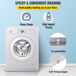 Heavy Duty 32X30X2,5 pulgadas Acero galvanizado Lavadora Pan 18 GA Espesor Lavadora compacta Bandeja de goteo Manguera de orificio de drenaje - Product Image 5