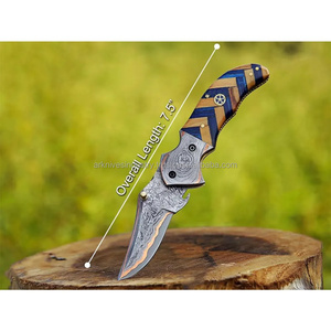 Meilleur couteau de poche pliant en cuivre damas en acier fabriqué à la main avec serrure intérieure OEM personnalisable conception tactique unique - Product Image 5