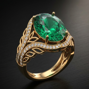 Anillo de Plata de Ley 925 con Hidrofísica Verde y Baño de Oro de 18K, Corte Ovalado de 10x12mm, Talla US 6, Producto de Moda, Suministro Directo de Fábrica - Product Image 2