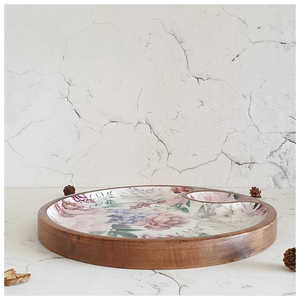 Plateau de service rectangulaire en bois fait main, motif végétal gravé, design traditionnel chinois, pour plats et assiettes - Product Image 3