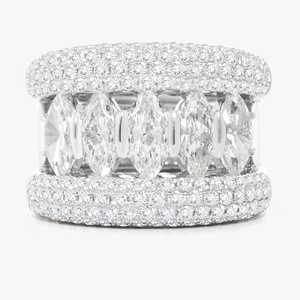 Custom Marquise Round Lab Grown Diamond Cocktail Rings 14K 18K Solid Gold Pave Large Cluster Statement Bands For Women Wholesale - Product Image 4