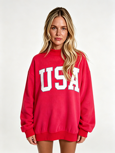 Sudadera de cuello alto personalizada para mujer, con logotipo bordado, estampado, de algodón grueso, forro polar, estilo oversize. - Product Image 6