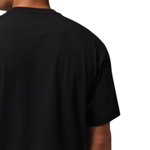 Camiseta de algodón grueso negra para hombre, cuello redondo, con bolsillo, manga corta, informal, holgada, con estampado, suave, para verano, para el día a día - Product Image 4