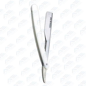Lame en acier inoxydable, manche en plastique blanc, équipement de salon de beauté, rasoir à barbe pour hommes, rasoir de barbier de qualité supérieure - Product Image 3