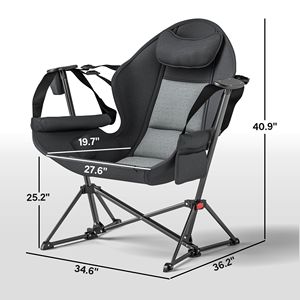 Set di 2 Sedie da Campeggio Pieghevoli con Schienale Regolabile, Seduta Imbottita e Portabicchieri per Viaggi, Grigio - Product Image 3